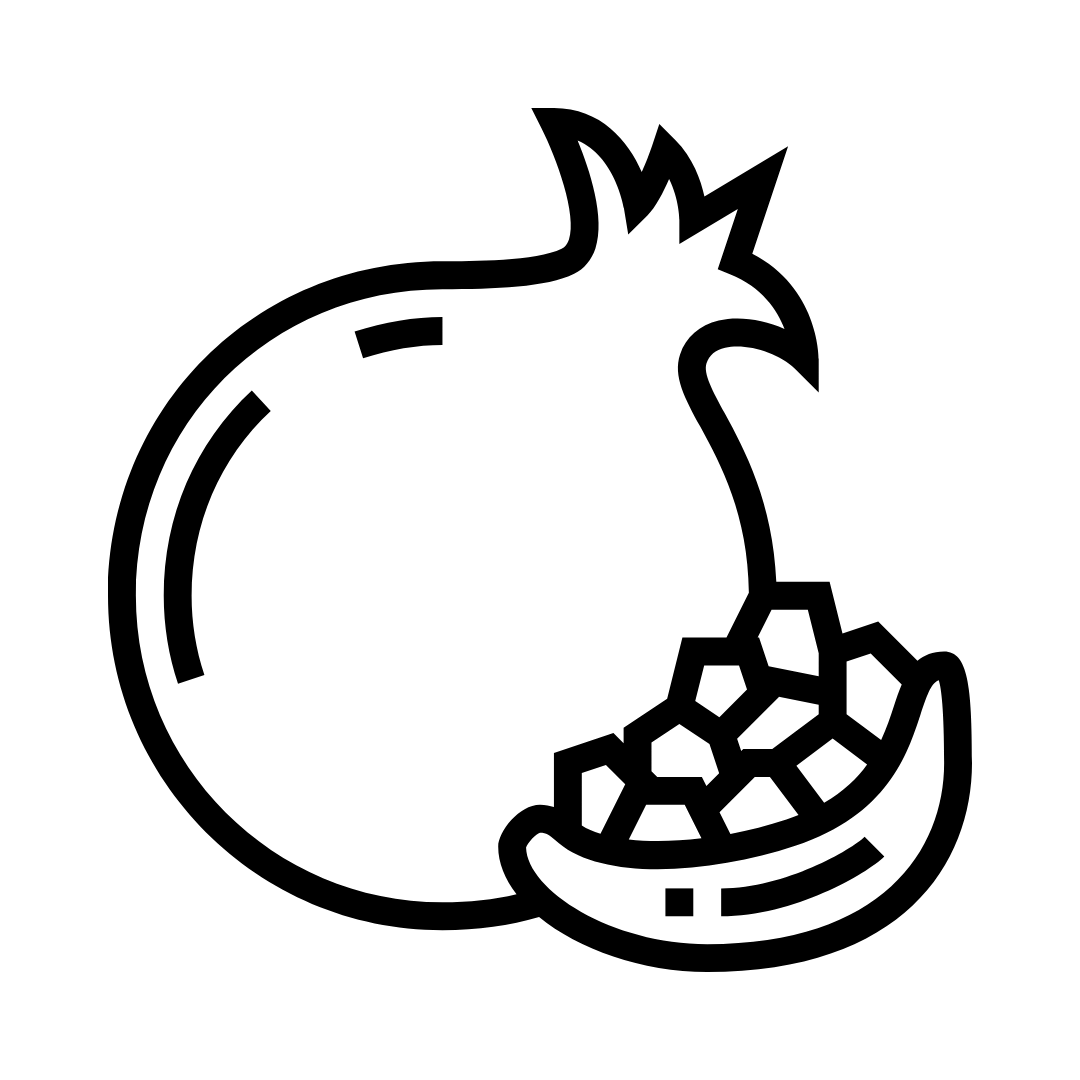 A graphic representing a pomegranate